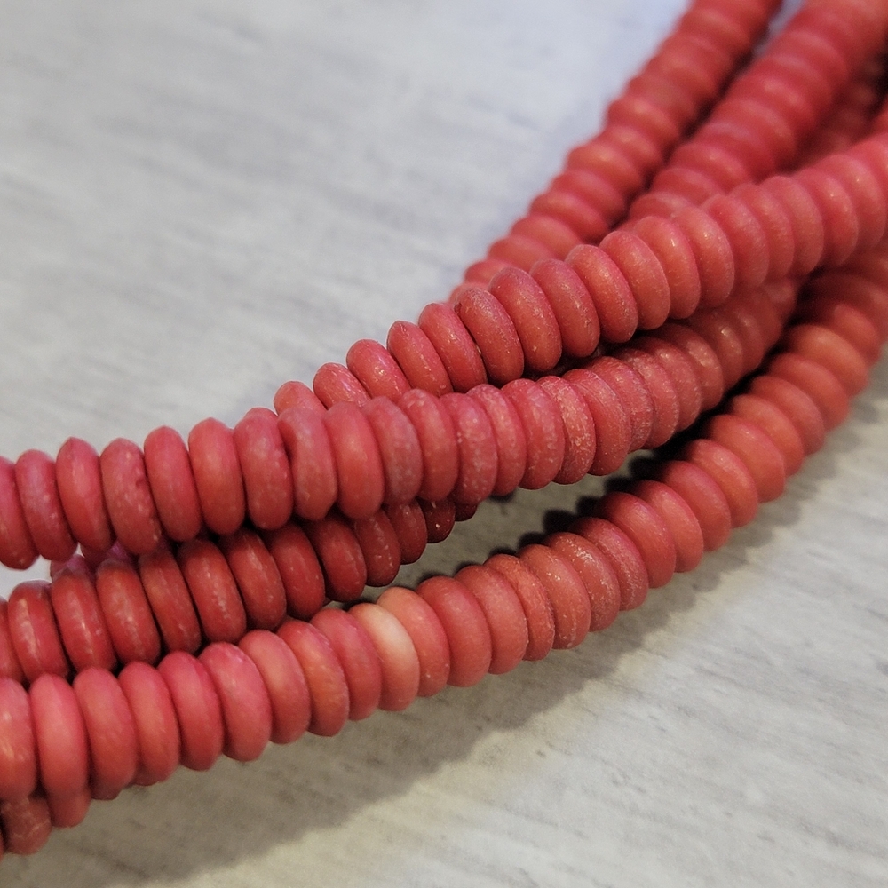 Vintage Boho Coral Multi Strand Beaded Torsade Necklace Tropical Earthy - Picture 7 of 17